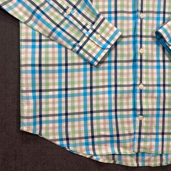 Peter Millar Crown Ease Mens L Long-Sleeve Plaid Button-Down Shirt 100% Cotton - Picture 8 of 12
